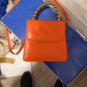 Architect Orange Crossbody Bag with Gold Handle